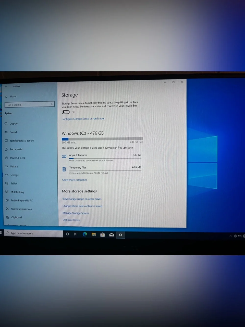 Intel Silver and White Laptop System Information Screen